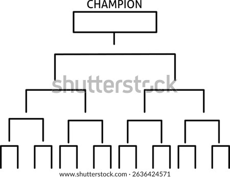 Tournament bracket icon, illustrating competition progression from initial rounds to the final champion. Ideal for sports, gaming, or competitive event designs