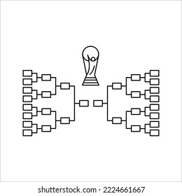 Tournament bracket icon. Outline league table vector icon on white background.