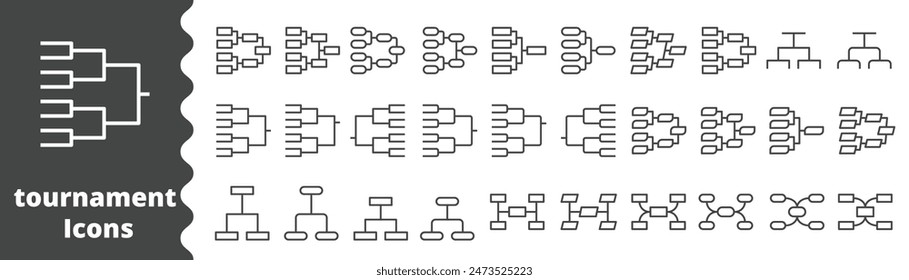 tournament bracket icon templates vector line icon , playoff, march, madness