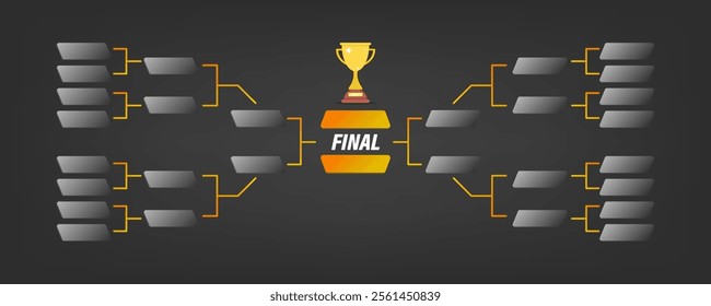 Tournament Bracket. Soccer championship scheme with trophy cup. Football sport.