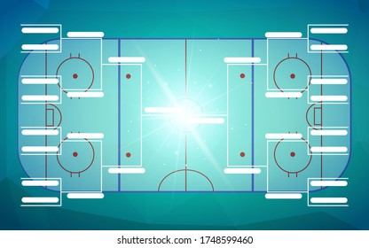 Tournament bracket template for 16 teams on bright blue hockey field background