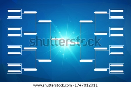 Tournament bracket template for 32 teams on bright blue background