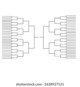 tournament bracket template for 64 teams isolated on white