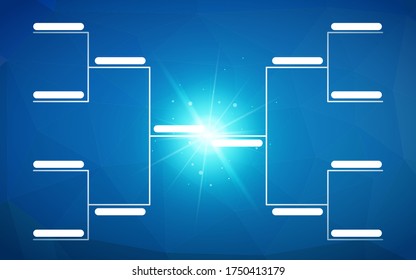 Tournament bracket template for 8 teams on bright blue background