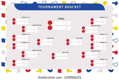 Tournament bracket templates with playful design. Sports match schedule template.