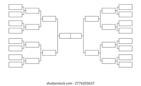 Tournament bracket vector template for 16 teams, sports competition playoff chart, blank championship elimination tree diagram for gaming and leagues