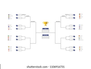 Tournament Chart for Groups and Teams. match schedule vector illustration. football tournament schedule. Soccer cup 2018 schedule.