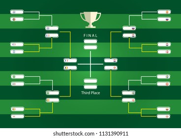 Tournament Chart for Groups and Teams. match schedule vector illustration. Soccer tournament schedule. Soccer cup 2018