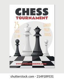 Сhess tournament flyer template concept. Vector flat graphic design illustration
