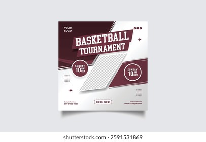 Tournament Flyer Template with Maroon and White Design