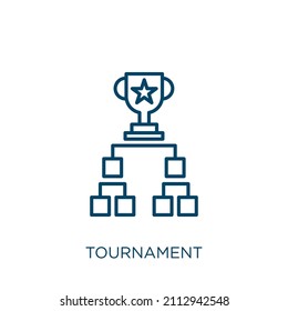 Tournament Icon. Thin Linear Tournament Outline Icon Isolated On White Background. Line Vector Tournament Sign, Symbol For Web And Mobile