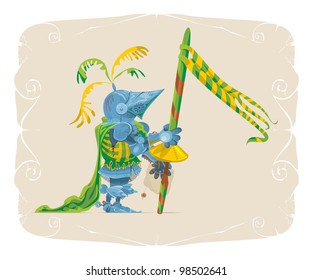 Tournament Knight on foot, 2, vector