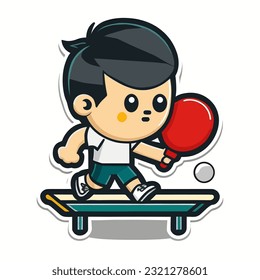 Tournament in ping pong sports discipline. Ping pong sports matches. cartoon vector illustration, isolated background, label, sticker 
