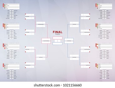 Tournament schedule, Bracket on abstract background. Size A2 ready for print. Vector Illustration.