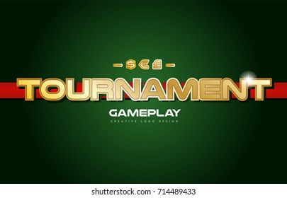 tournament text with gold texture on a green background suitable as a postcard or banner design for a card game