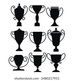 Torneo trofeo copas de silueta de Vector ganador