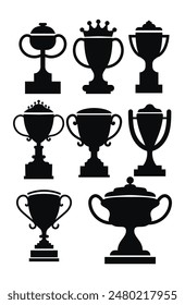 Tournament trophy cups vector sillhouette cups winner