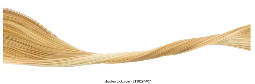 Tourniquet of light female hair. Strong shiny healthy curls. 3d realistic vector illustration isolated on white background.