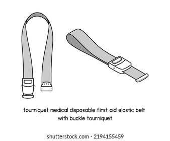 tourniquet medical disposable first aid elastic belt with buckle tourniquet diagram for experiment setup lab outline vector illustration