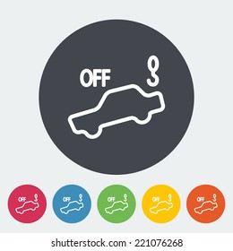 Tow away alarm off. Single flat icon on the circle. Vector illustration.