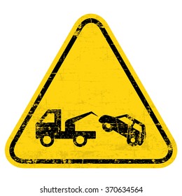 Tow Away No Parking Sign. Grungy, worn style