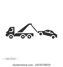 tow away zone icon, no parking any time, car tow, flat symbol on white background - vector illustration