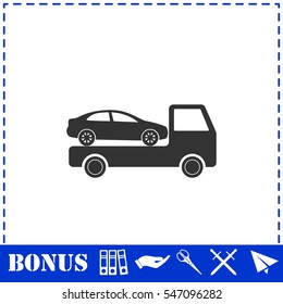 Tow car evacuation icon flat. Simple vector symbol and bonus icon