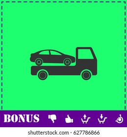 Tow car evacuation icon flat. Simple vector symbol and bonus icon