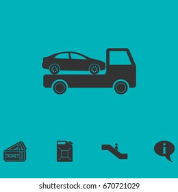 Tow car evacuation icon flat. Simple vector symbol and bonus icon