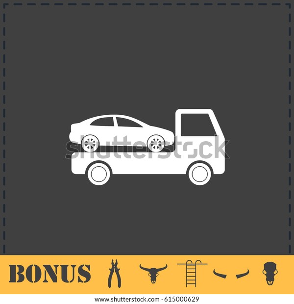 Tow car evacuation icon flat. Simple vector symbol
and bonus icon