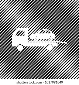 Tow car evacuation sign. Vector. Icon. Hole in moire background.