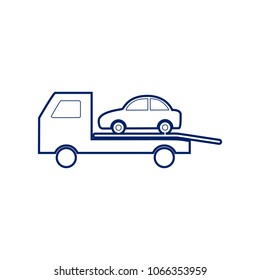 Tow car evacuation sign. Vector. Flat style black icon on white.