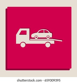 Tow car evacuation sign. Vector. Grayscale version of Popart-style icon.