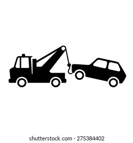 Tow car icon on white background. 