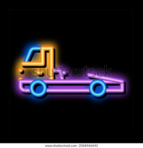 Tow Cargo\
Truck neon light sign vector. Glowing bright icon Tow Cargo Truck\
sign. transparent symbol\
illustration