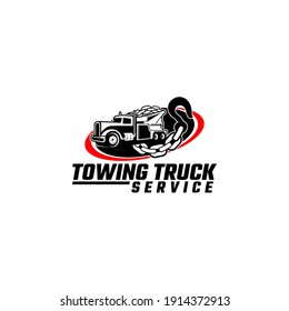 Tow Chain Towing Truck Service Logo Template Vector