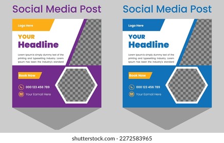 Tow Color for School admission  social media post banner design. Back to school social media post banner design and pack template premium vector.