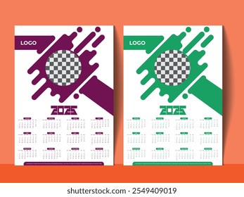 Tow Colorful vector calendar design for 2025, 2025 eye catching Calendar template