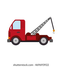 Tow Crane Truck Vehicle Cargo Moving Hook Mechanical Vector  Isolated Illustration