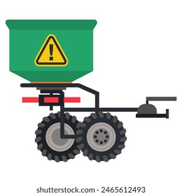 Tow fertilizer spreader vector cartoon illustration isolated on a white background.