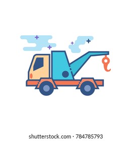 Tow icon in outlined flat color style. Vector illustration.