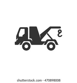 Tow icon in single color. Car automobile accident evacuate emergency