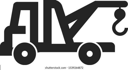 Tow icon in thick outline style. Black and white monochrome vector illustration