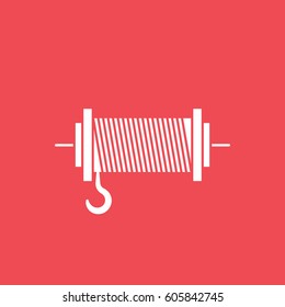 Tow Rope Flat Icon On Red Background
