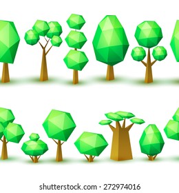 Tow seamless horizontal patterns with geometrical trees.