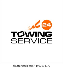 Tow Service Logo Business Template Vector, Emergency Vehicle Transportation Graphic Design Ideas