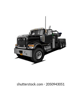 tow truck black color vector