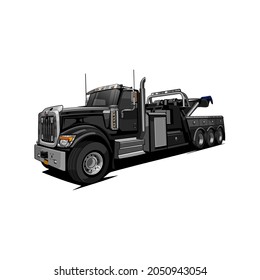 tow truck black color vector