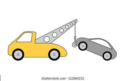 tow truck with car, illustration