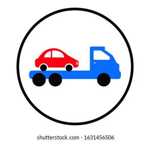 Tow truck and car on a white background. Symbol. Vector illustration.